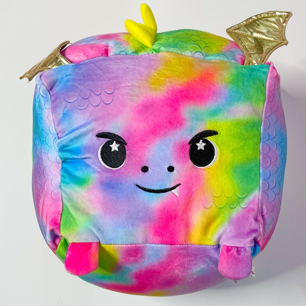Moosh moosh squared 10" Emery Squishy pillow tie dye dragon